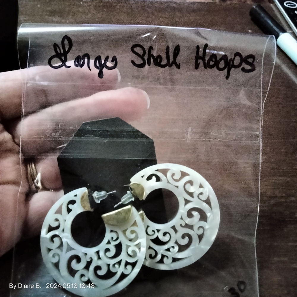 Large Shell Hoops - Picture 2 of 2